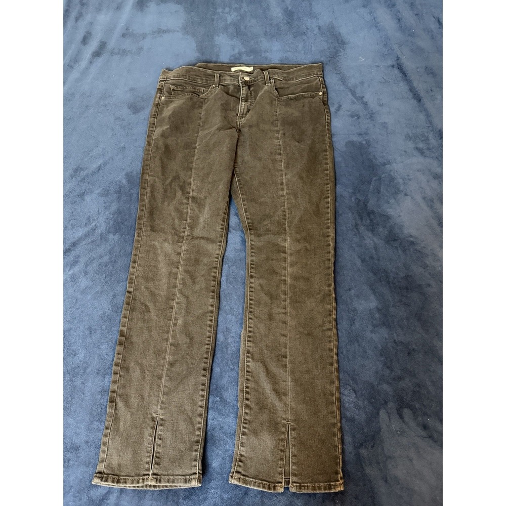 Levis 314 Shaping Straight Jeans Black Split Hem 34x32 Womens
